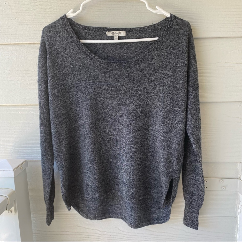 MADEWELL Grey Scoopneck Long Sleeved Sweater